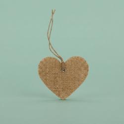 Jute hartjes labels naturel